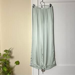 Fishers Finery Pastel Green Silk Satin Pull-On Pajama Pants